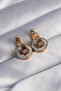 316L Steel Gold Color Zircon Stone Interlocking Oval Earrings - 2