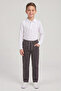 Boys' White Long Sleeve Polo Collar T-Shirt Smoked Ribbed Waist Canvas School Pants Bottom - Top Set School Outfit - 2