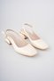 Women's Beige 4cm Thick Heeled Stylish Shoes - 3