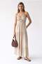 2204 Women's Halter Neck Lined Gathered Maxi Dress Beige - 3