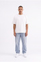 Men's Relaxed Baggy Jean Trousers with Stitching Detail Blue - 5