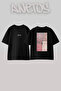 Persian Rug_3 Design Back Printed Cotton Black Oversize T-Shirt