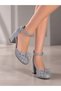 Girls' Silver-Silvery Decorated Buckle Shiny Comfortable Heels Stylish Dressy Shoes - 6
