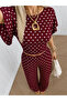 Women's Polka Dot Two-Piece Set Crop Blouse Wide-Leg Pants