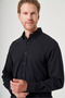 Black Biritli Collar Long Sleeve Pocketless Slim Fit Cotton Shirt 1004260207 - 4