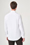 White Rigid Collar Long Sleeve Pocketless Slim Fit Flexible Water Repellent Shirt 1004260234 - 5