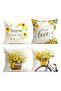 Yellow Sunflower Basket and Bicycle Patterned Runner and Set of 4 Throw Pillow Covers - 3