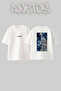 Blue Persian Calligraphy Design Back Printed Cotton White Oversize T-Shirt