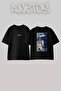 Hubb Atlar Hali Design Back Printed Cotton Black Oversize T-Shirt