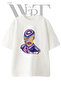 Iridescent Bust Design Printed Unisex White Oversize T-Shirt