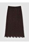 Lcwaikiki Classic Brown Crochet Pencil Skirt with Elastic Waist - 5