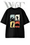 Doga Yuruyus Design Printed Unisex Black Oversize T-Shirt