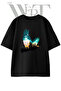 Eagle Forest Design Printed Unisex Black Oversize T-Shirt