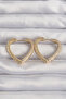 Brass Gold Color Zircon Stone Motif Heart Earrings