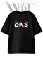Chaos Skull Design Printed Unisex Black Oversize T-Shirt