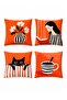 Girl Reading a Book Patterned 4-Piece Throw Pillow Cover Set - 3