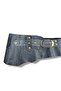 Women's Navy Blue Crocodile Patterned Genuine Leather Belt - Aurore Handmade Design - 2