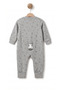 Zippered Baby Romper, Zebra Pattern, Unisex, 70% Organic Cotton, 2 Yarns, Gray Romper - 4