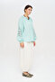 Women's Blouse with Openwork Lace Detail on the Sleeves and High Collar - 4