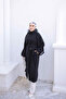 Black Oversized Tunic with Waist Belt and Pockets - 2