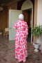 Fuchsia Half Buttoned Sleeves Layered Skirt Dress with Elastic Waist - 4