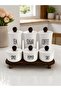 6-Piece Acrylic (Plastic) Jar Set with Wooden Stand 900-400 ml Vacuum Plastic Lid Wooden Handle Tea/Sugar/Coffee-Condiment Set - 2