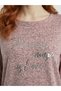 Women's Pink Color Knitwear Printed Long Sleeve Blouse - 2