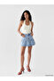Blue Ruffled Mini Jean Skirt
