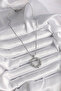316L Steel Silver Color Chain Zircon Stone Detailed Curved Ring Model Women's Necklace - 2
