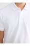 Vizyon New Season White Polo Collar Pique Men's T-Shirt - 3