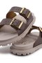 Bronze Brown Gold Buckle Women's Slippers - 4