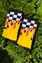 Unisex Checkered Flame Patterned Yellow Tennis Sports Socks - 3