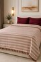 Shadow Pattern |   Double Bedspread Pique Fringe Tied Bohemian Bedspread 1 Piece Modern, Washable, Decorative Double Bedspread Tile
