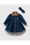 Baby Girl Garni Collar Premium Denim Dress and Bandana Set - 2