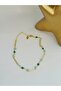 Green Stone Detailed Steel Anklet