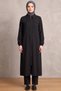 Women's Black Plus Size Zippered Hijab Cap - Seasonal Ferace with Shirt Collar Pockets