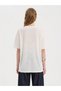 Women's Oversize Design T-Shirt with Embroidery and Beading Detail on the Front - 2