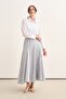 Women's Cotton Pieced Flounce Skirt Striped Dark Navy Blue