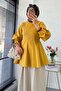 Premium Segmented Balloon Sleeve Poplin Blouse - Mustard - 6