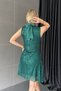 Women's Sleeveless Dress with Back Tie and Sequin Decoration - 7