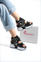 New Season Black and White Wedge Heeled Sports Sandals Heel Height Total 10 cm - 3