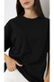 Black Plain Unisex Basic Oversize T-Shirt - 8