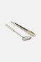 2Pcs Stainless Steel Serving Spoon With 12 Inch Tongs, Off White - 2