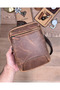 Genuine Leather Zippered Men's Crossbody Bag 2159 - 5