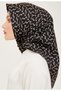 Tivil Pure Silk Scarf Ist 3098 - 81 Black Beige Flower Pattern - 2