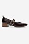 Felinia Women's Genuine Leather Shoes Burgundy Short Heeled Square Toe - 3