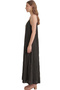 Women's Black Crinkle Linen Textured Rope Strap Bohemian Long Dress Maxi Loose Summer Beach Dress - 2