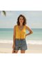 Women's Knitwear Front Tie Sleeveless Yellow Color Blouse Bb2750