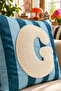 Punch Embroidered Throw Pillow Cover - 43*43 cm - Blue Letter g - Pnk001 - 2
