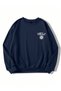 Women's Navy Blue Logo Smile Printed Oversize Sweatshirt - 3
